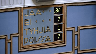 The Finnish parliament vote approved Finland's membership application to Nato. Reuters