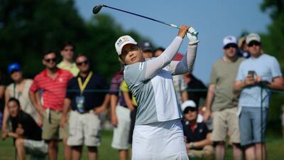 Inbee Park of South Korea hits her tee shot on the 16th hole during the fourth and final round of the KPMG Women's PGA Championship held at Westchester Country Club on June 14, 2015 in Harrison, New York. Michael Cohen/Getty Images/AFP