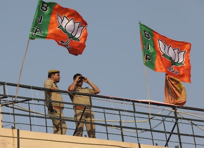 Prime Minister Narendra Modi's Bharatiya Janta Party, whose flags are seen here, has been blamed for inciting intolerance. EPA