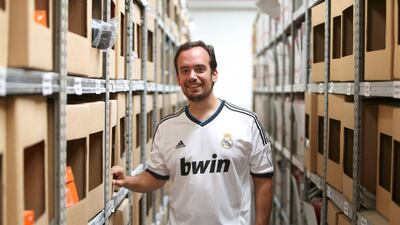 Yorgos Kleivokiotis is the founder of the football merchandiser KooraBazar.com in Dubai. Pawan Singh / The National