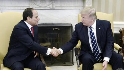 Donald J. Trump meets with Abdel Fattah El Sisi of Egypt in the Oval Office of White House. Olivier Douliery / EPA