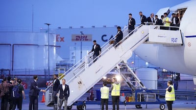 Team Iran disembark at Tijuana International Airport ahead of the World Cup. Reuters