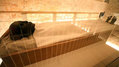 The mummy of boy pharaoh King Tutankhamun on display. Reuters