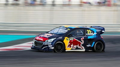 Timmy Hansen races in the World RX Q1 during the FIA World RallyCross Championship 2019 Abu Dhabi.