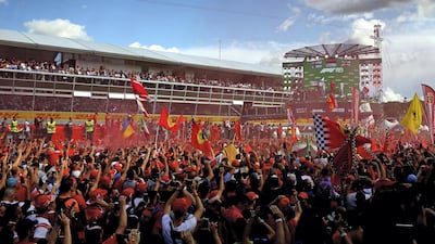 Scuderia Ferrari supporters at the awards ceremony after the Italian Grand Prix in 2019. Getty