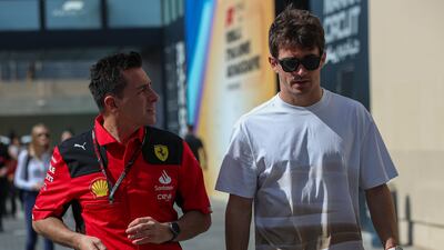 Charles Leclerc of Ferrari arrives on race day