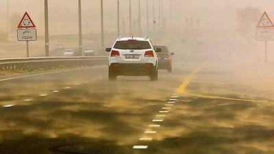 Winds of up to 50kph whipped up sand and dust, reducing visibility to 800 metres.