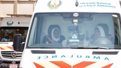 Emirati female EMT's respond to an emergency in Ajman. Ruel Pableo for The National