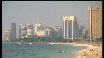 Abu Dhabi's shoreline in 1991. The Sheraton is out of view at the end of the Corniche. Barry Iverson / The Life Images Collection / Getty