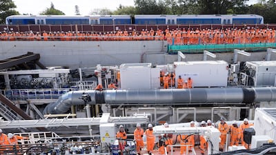 The first of the two tunnel boring machines run by HS2 Ltd begins work on the project in October 2022 in Ruislip, west London. Getty Images