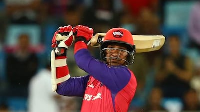 Kumar Sangakkara of Gemini Arabians during the opening match of the Oxigen Masters Champions League 2016 between Libra Legends and Gemini Arabians on January 28, 2016 in Dubai, United Arab Emirates. Francois Nel/Getty ImagesFrancois Nel/Getty Images)