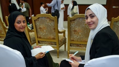 Maitha Al Naqbi, left, 28, from Sheikh Khalifa Medical City Hospital in Abu Dhabi and Angham Shaheen, 27, from Healthpoint