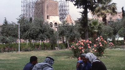 The leaning minaret in Mosul, 1978. Alamy