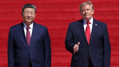 President of China Xi Jinping, left, with US President Donald Trump at the National Archives Museum in Washington. Getty Images
