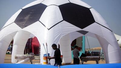 Fifa U17 World Cup fans can also become involved at the official Fifa Fan Zone, which opens today on Abu Dhabi’s Corniche near the family and public beaches. Sammy Dallal / The National