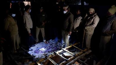 At least thirteen women including nine girls died after the slab they were sitting on to cover a well collapsed during a wedding ceremony in northern India. Photo: Kushinagar Police