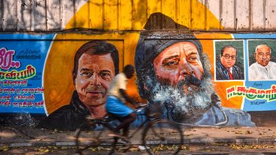 A mural of Congress leader Rahul Gandhi in Chennai. EPA
