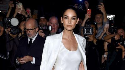 Lily Aldridge attends the Ralph Lauren show during New York Fashion Week on September 7, 2019. AFP
