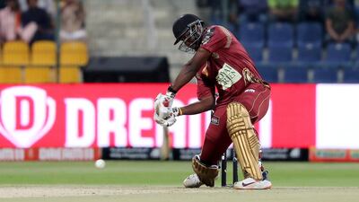 Andre Russell of Northern Warriors playing a shot during the Abu Dhabi T10 Cricket match between Maratha Arabians v Northern Warriors held at Sheikh Zayed Cricket Stadium in Abu Dhabi. Sp16 Andre Russell