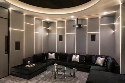 The plush media room at the property