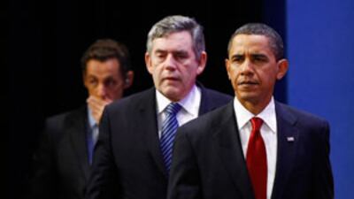 US President Barack Obama, British Prime Minister Gordon Brown and French President Nicolas Sarkozy have been united in condemning Iran's covert enrichment plant.