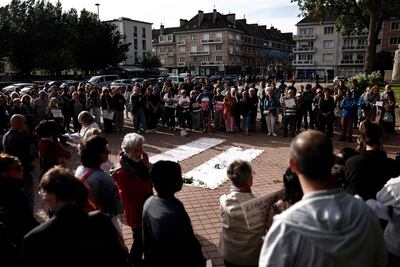 Mourners held a rally in Calais on Sunday after the latest fatal incident in the Channel. AFP