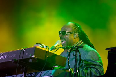Stevie Wonder performing. The National