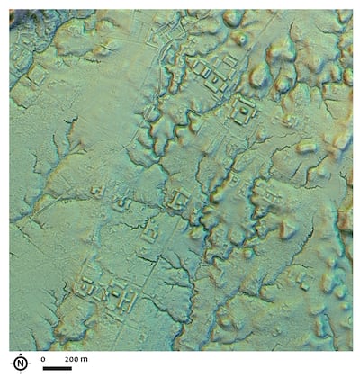 A laser sensor image of the ancient urban settlement in the Upano Valley in Ecuador. Up to 30,000 people may have lived there. AP