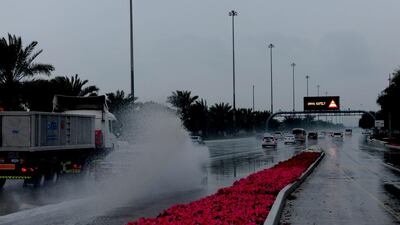 Rain falls in Abu Dhabi. Wam