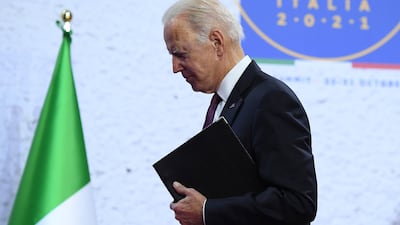 President Joe Biden blames the Trump administration's bad decisions for US's current predicament. EPA