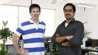 GoNabit co-founders Dan Stuart, left, and Sohrab Jahanbani in their office. Mike Young / The National