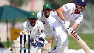 Alastair Cook, the England opener, hit 10 boundaries in a 260-ball knock in Dubai on Wednesday.
