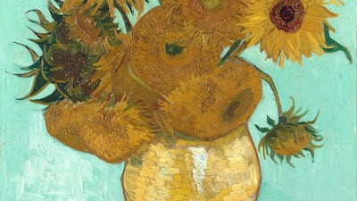 Still Life: Vase with Twelve Sunflowers, Vincent van Gogh, August 1888. Neue Pinakothek, Munich, Germany,