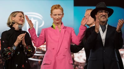 Naomi Watts, Tilda Swinton and Ali Essafi attend the opening ceremony of the 18th edition of the Marrakech International Film Festival on November 29, 2019. AFP