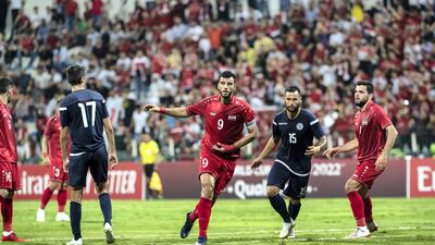 Action from Syria v Guam at Al Maktoum bin Rashid Stadium. Antonie Robertson/The National