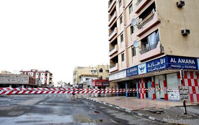 The building was cordoned off by police after debris was seen falling. Courtesy: RAK Police