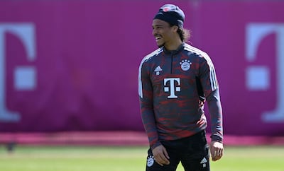 Bayern Munich's Leroy Sane trains on April 10, 2023, on the eve of the Champions League quarter-final first leg against Manchester City. AFP