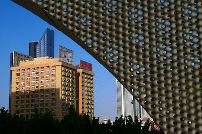 The Toyota building seen from the Mosque of Reflection. Pawan Singh / The National