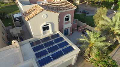 A solar energy system on a rooftop in Dubai. Courtesy Oryx Solar