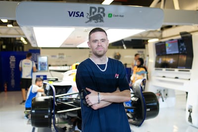 Grayson 'The Professor' Boucher at the Racing Bulls garage during qualifying at Yas Marina Circuit. Getty Images