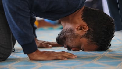 The first Friday prayers of Ramadan 2023 have taken place at the recently opened Handhala bin Abi Amir Mosque in Capital Park, Abu Dhabi, on March 24. All photos: Victor Besa / The National