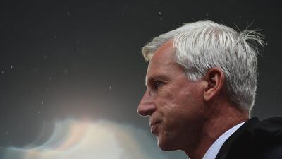 Newcastle United manager Alan Pardew looks on during his side's 1-0 loss to Stoke City in the Premier League on Monday night at the Britannia Stadium. Laurence Griffiths / Getty Images / September 29, 2014