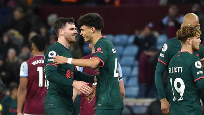 LB: Andy Robertson (Liverpool). The Scot’s assist for Mohamed Salah saw him set a new record for Premier League assists by a defender (50). Robertson was then superb for the rest of the game at Villa Park. AP