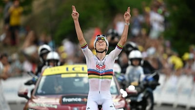 UAE Team Emirates - XRG's Slovenian rider Tadej Pogacar cycles to the finish line to win the 6th stage of the 113th edition of the Tour de France cycling race, 186 km between Pau and Gavarnie-Gedre in the French Pyrenees. AFP