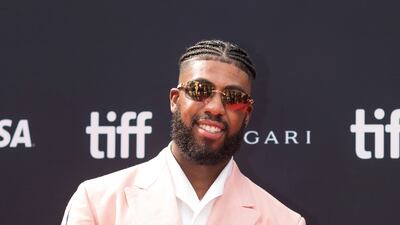 Toronto Maple Leafs' Wayne Simmonds on the red carpet for the film 'Black Ice' at Roy Thomson Hall. AP