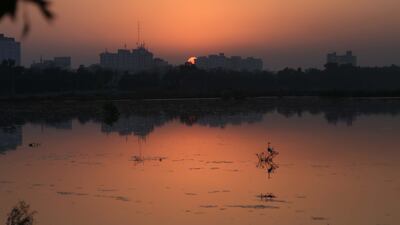 The setting sun in Hyderabad, Pakistan, on October 24. EPA