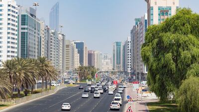 Traffic builds up in Abu Dhabi on the Sultan bin Zayed the 1st Street. Chris Whiteoak / The National