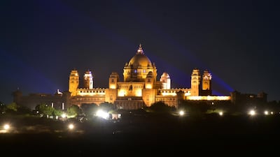 A view of the illuminated Umaid Bhawan Palace, the venue for the wedding of actress Priyanka Chopra and singer Nick Jonas, is seen in Jodhpur in the desert state of Rajasthan, India, November 30, 2018. Photo: Reuters