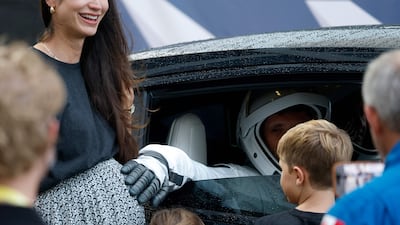 Astronaut Joshua Kutryk says goodbye to his family, including his pregnant wife, ahead of the SpaceX launch at Kennedy Space Centre. AFP