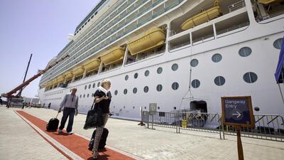 Passengers arriving at the cruise ship Mariner of the Seas at Mina Rashid in Dubai. aime Puebla / The National